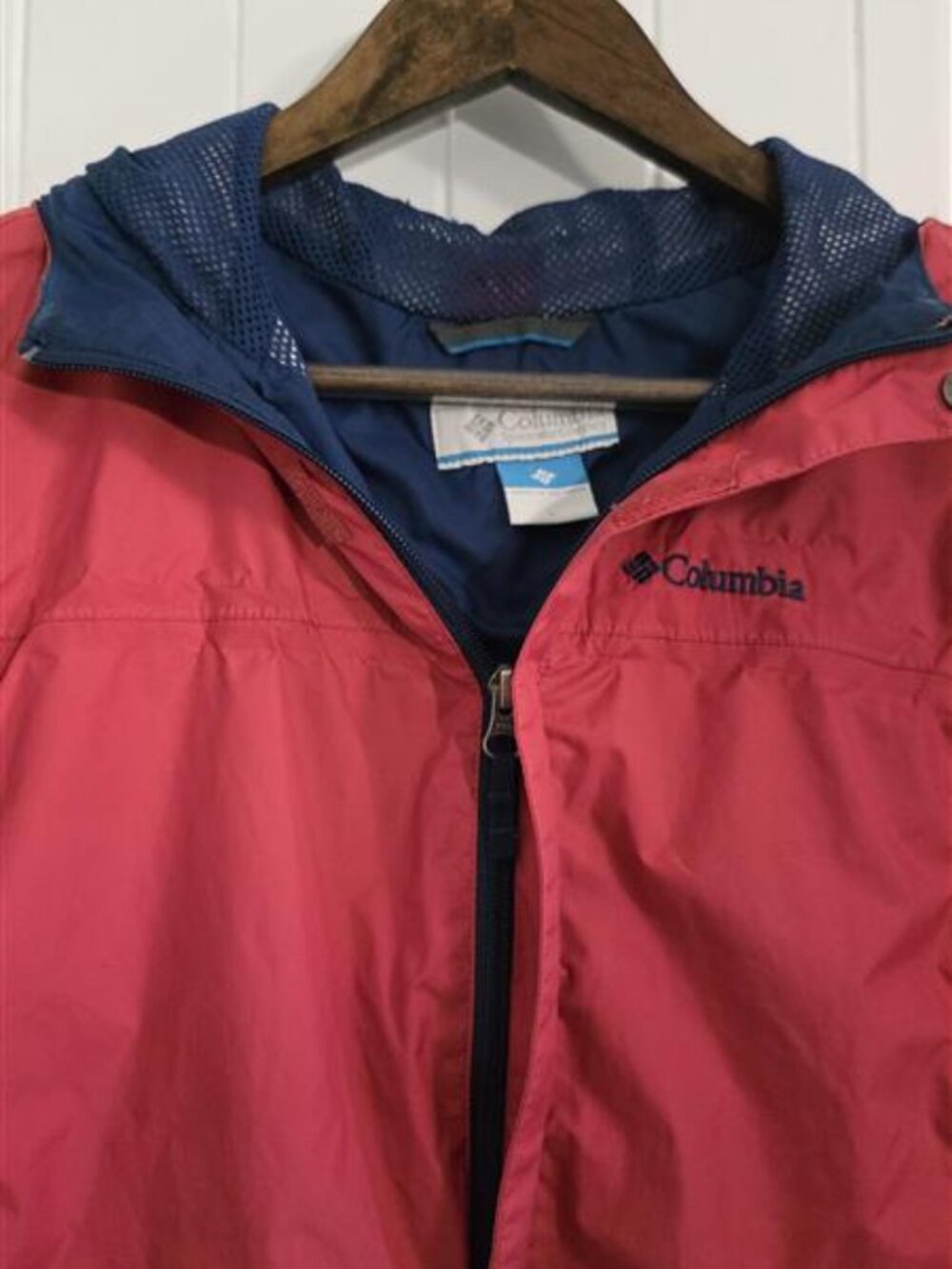 Columbia Coral Pink Hooded Lightweight Rain Jacket Size Large - Picture 5 of 13